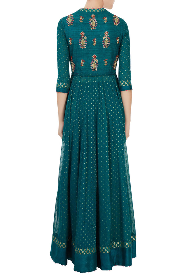 Teal green  anarkali set