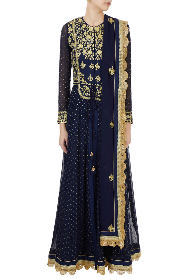 Navy blue  anarkali set