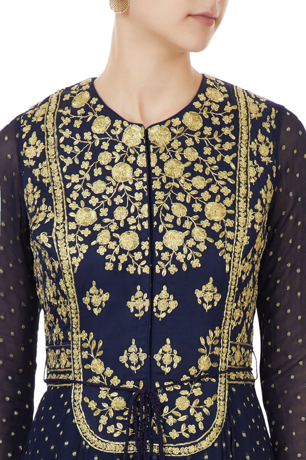 Navy blue  anarkali set