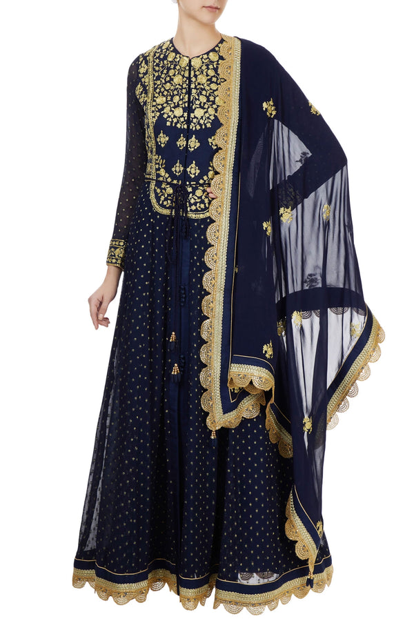 Navy blue  anarkali set