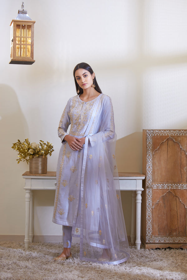 Powder Blue Kurta Set.