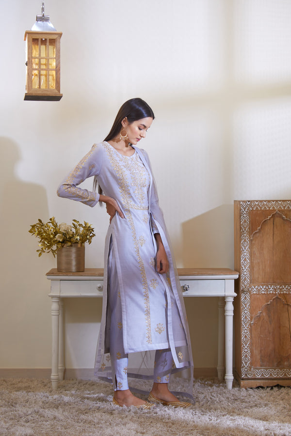 Powder Blue Kurta Set.