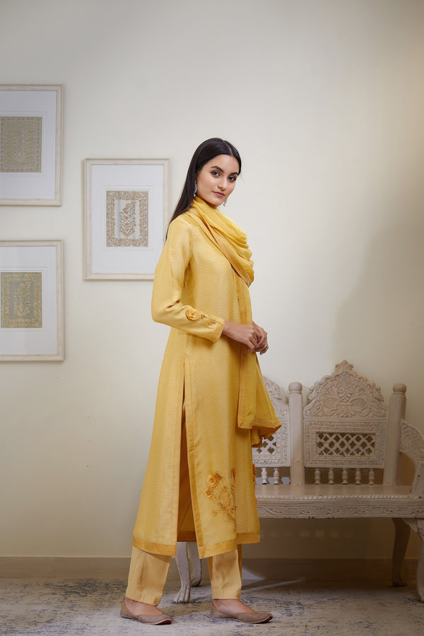 Mustard Kurta Set.