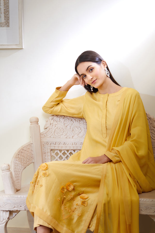 Mustard Kurta Set.