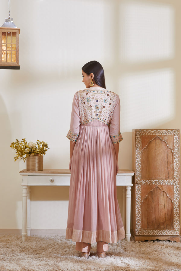 Old Rose Pink Angrakha Set.