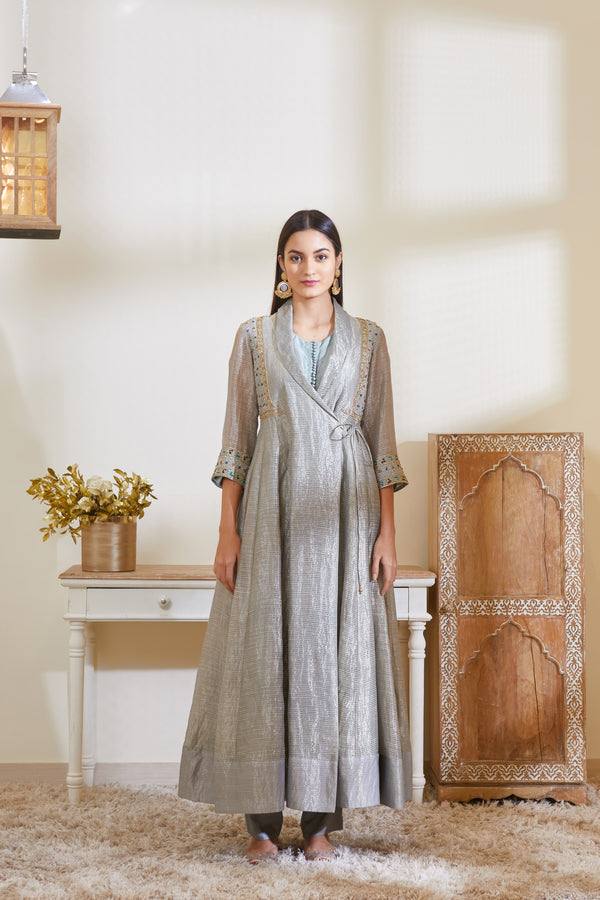 Blue Grey Kurta Set.