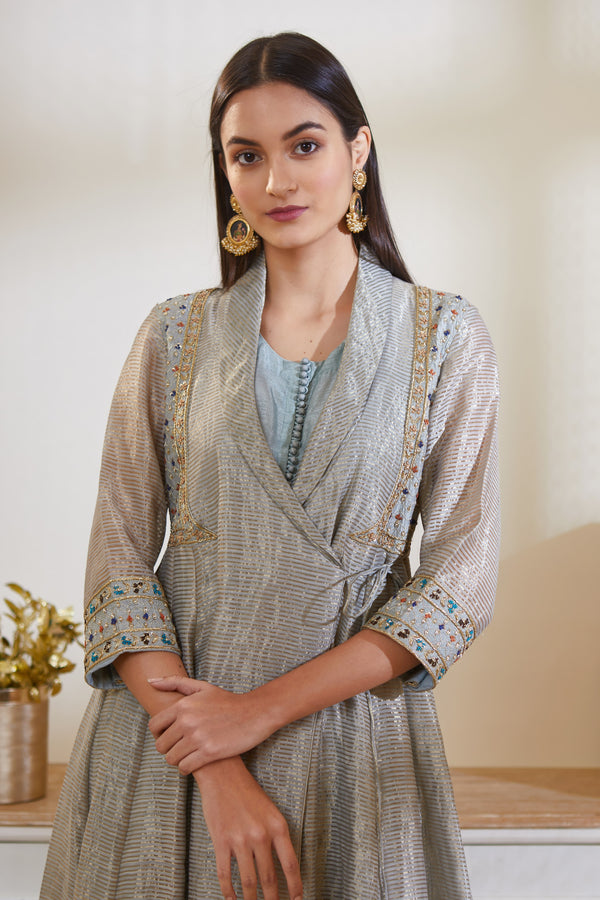 Blue Grey Kurta Set.