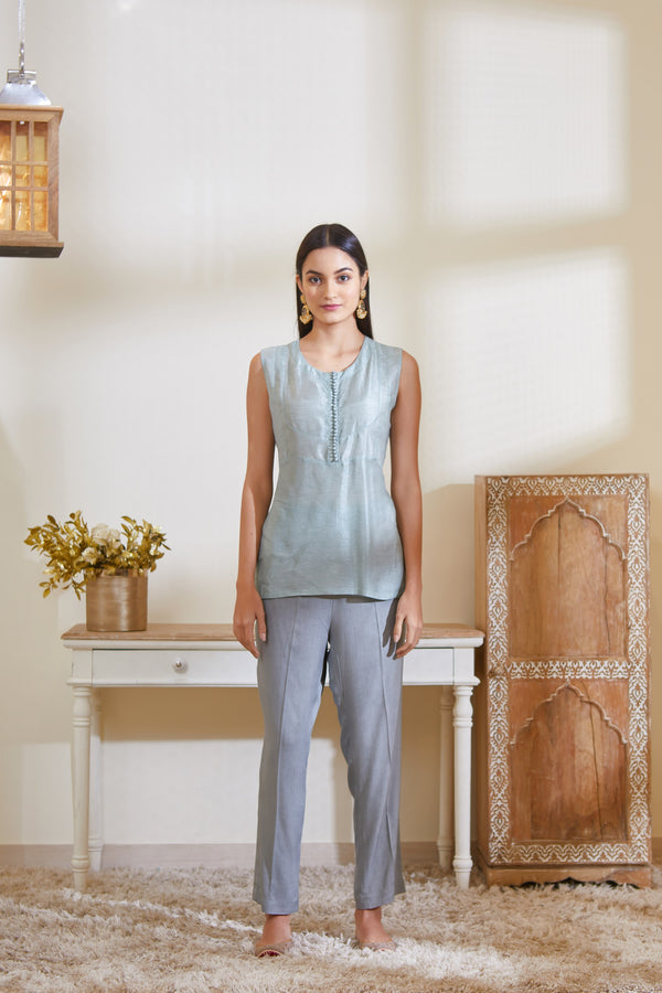 Blue Grey Kurta Set.