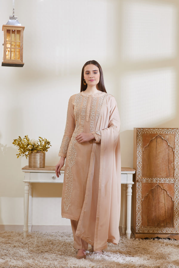 Neutral Beige Kurta Set.