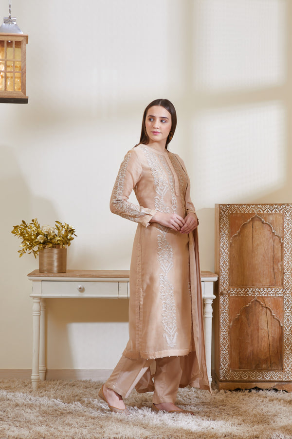 Neutral Beige Kurta Set.