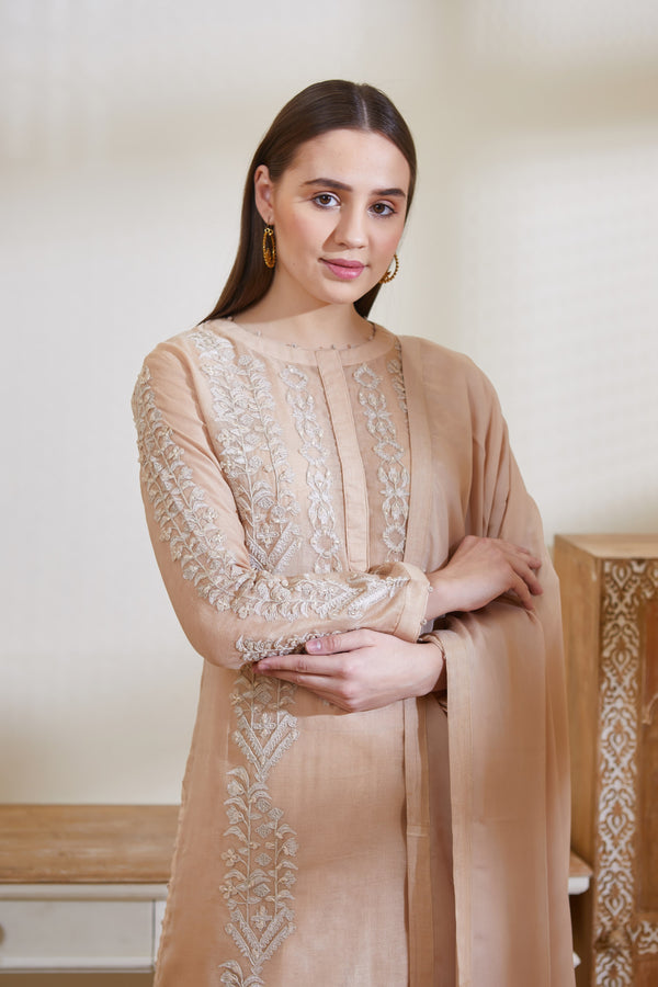 Neutral Beige Kurta Set.