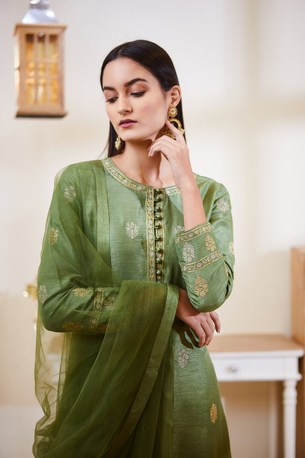 Green Kurta Set.