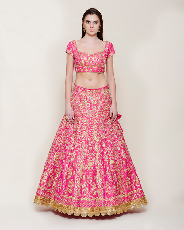 EMERALD PINK GOLD DORI LEHENGA