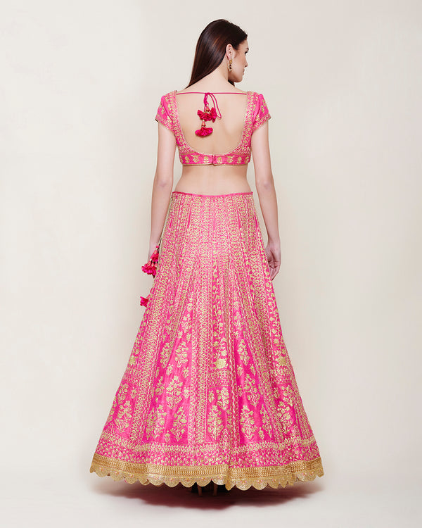 EMERALD PINK GOLD DORI LEHENGA