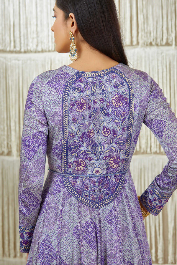 Purple Anarkali set.