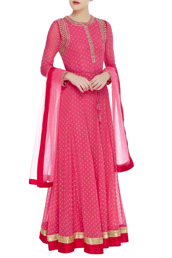 Embroidered anarkali kurta set with dupatta