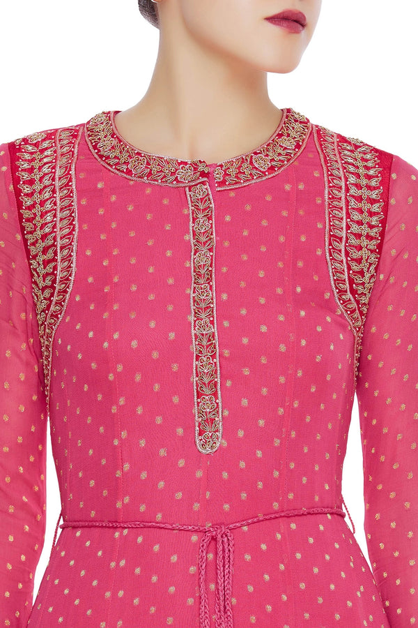 Embroidered anarkali kurta set with dupatta