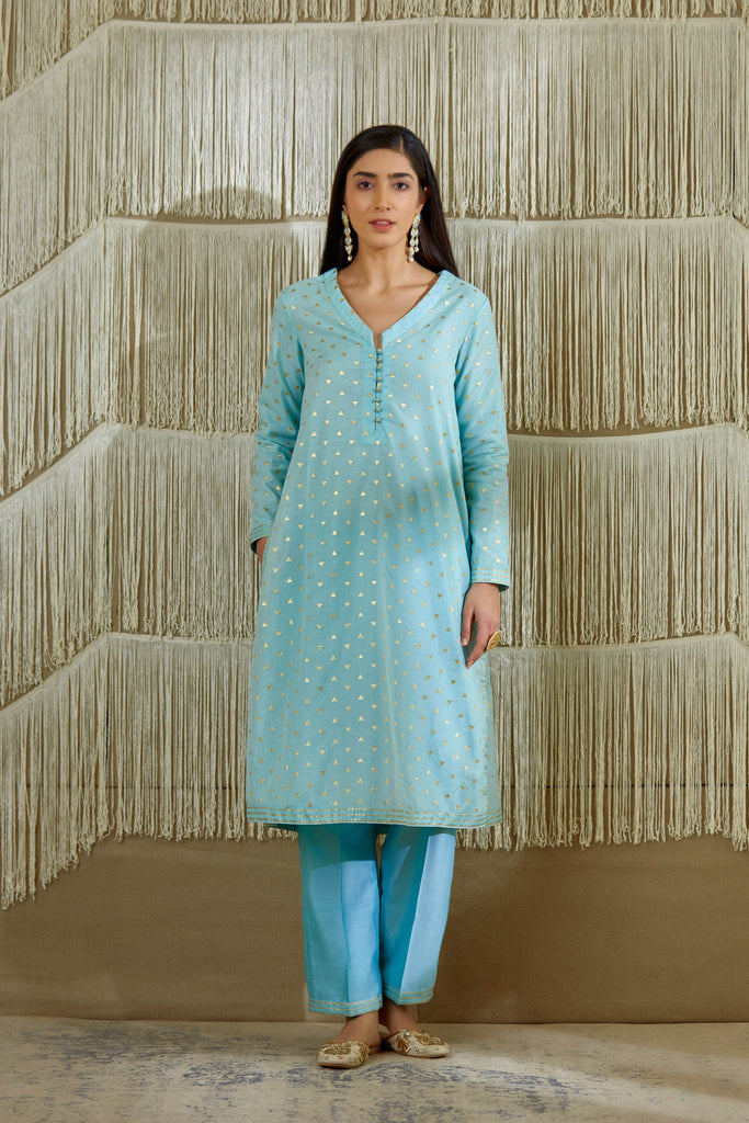 Shop Powder Blue Kurta for Women Online from India's Luxury Designers 2023
