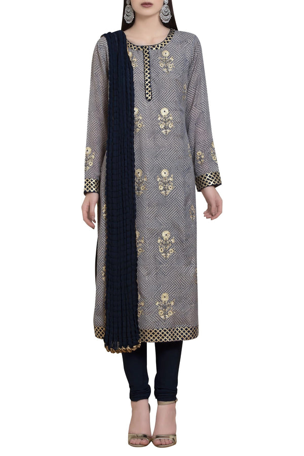 Thread embroidered &amp; gota kurta set