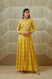 Yellow Anarkali set.