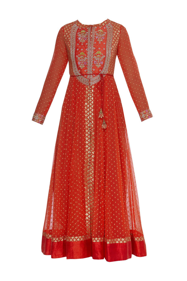 Zardozi work anarkali kurta with dupatta