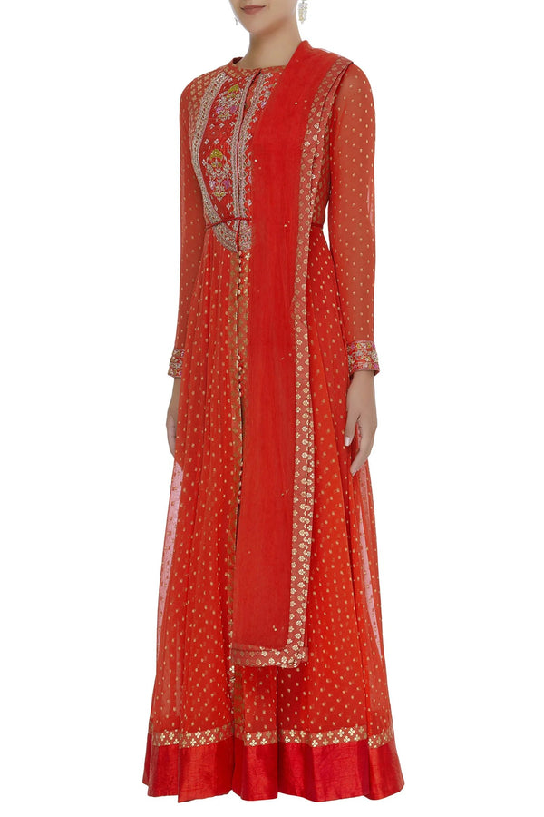 Zardozi work anarkali kurta with dupatta