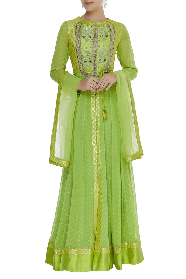 Zardozi work anarkali kurta with dupatta