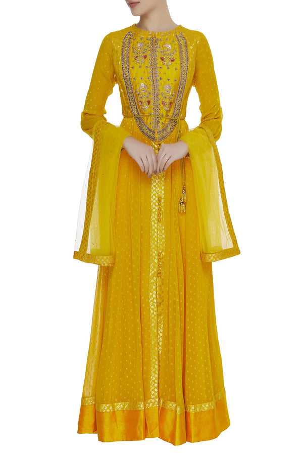 Zardozi embroidered anarkali kurta with dupatta