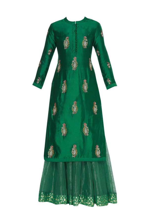 Zardozi work kurta with lehenga &amp; dupatta