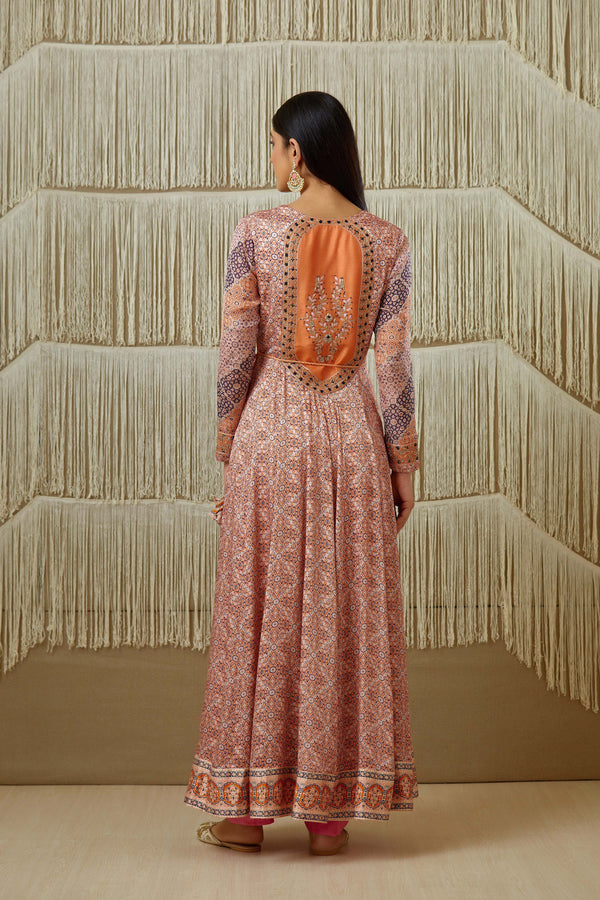 Pink Rust Anarkali set.