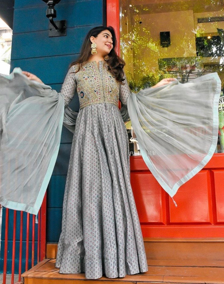 Blue Grey Anarkali Set. Shyam Narayan Prasad Blue Grey Anarkali Set. Shyam Narayan Prasad