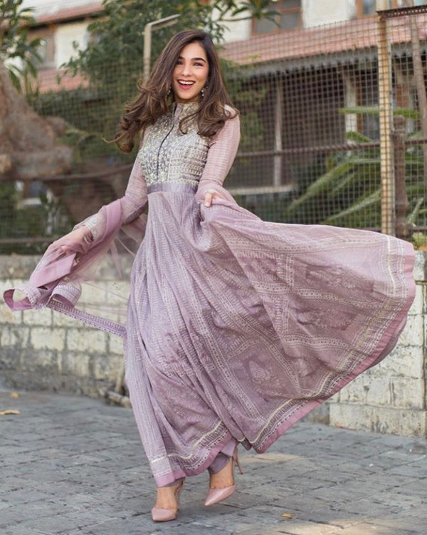 Mauve Purple Anarkali Set.