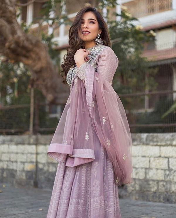 Mauve Purple Anarkali Set.