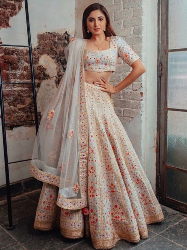 Greyish Blue Lehenga Set.