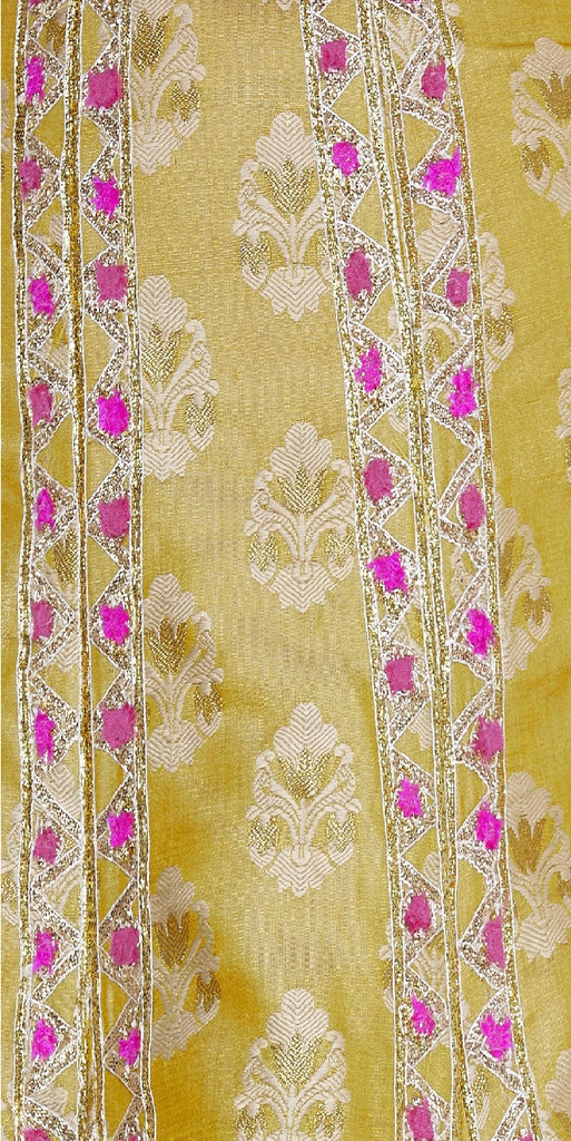 Gota thread embroidered jacquard lehenga set
