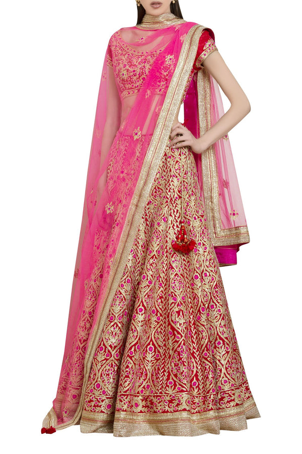 Pink-Red Lehenga Set.