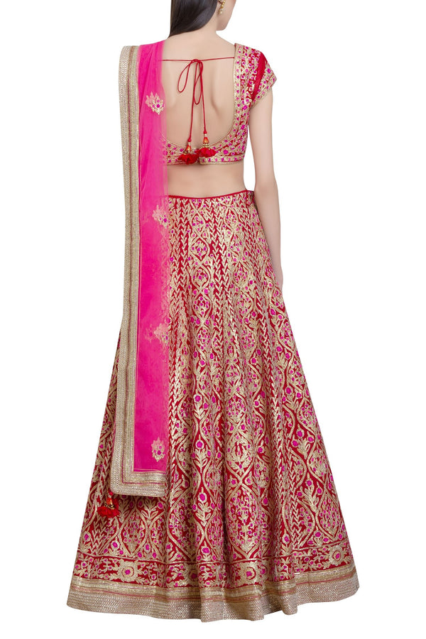 Pink-Red Lehenga Set.