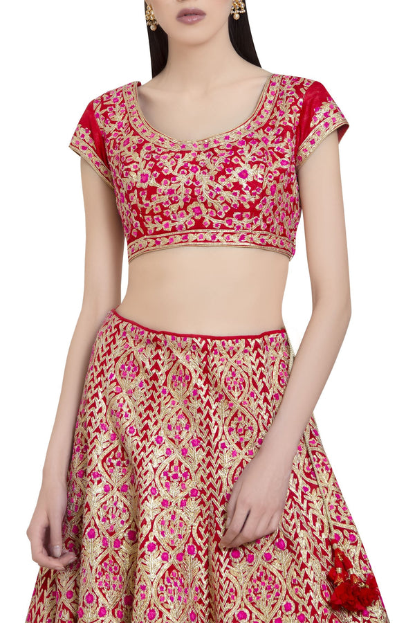 Pink-Red Lehenga Set.