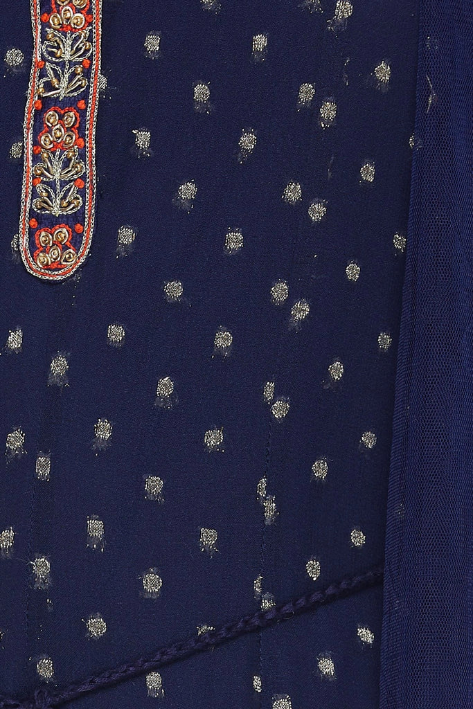 Embroidered kurta with churidar and dupatta