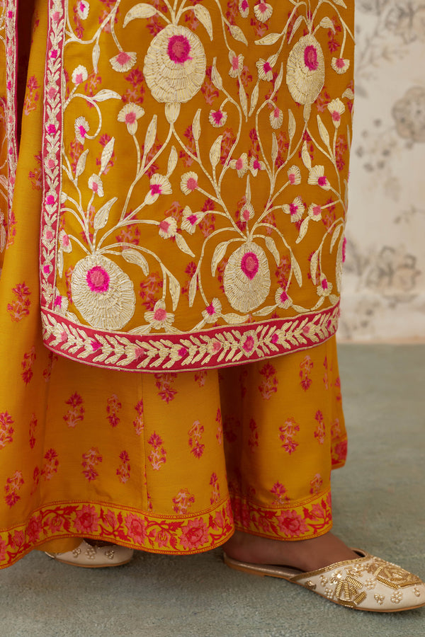 Mustard Kurta Sharara Set.