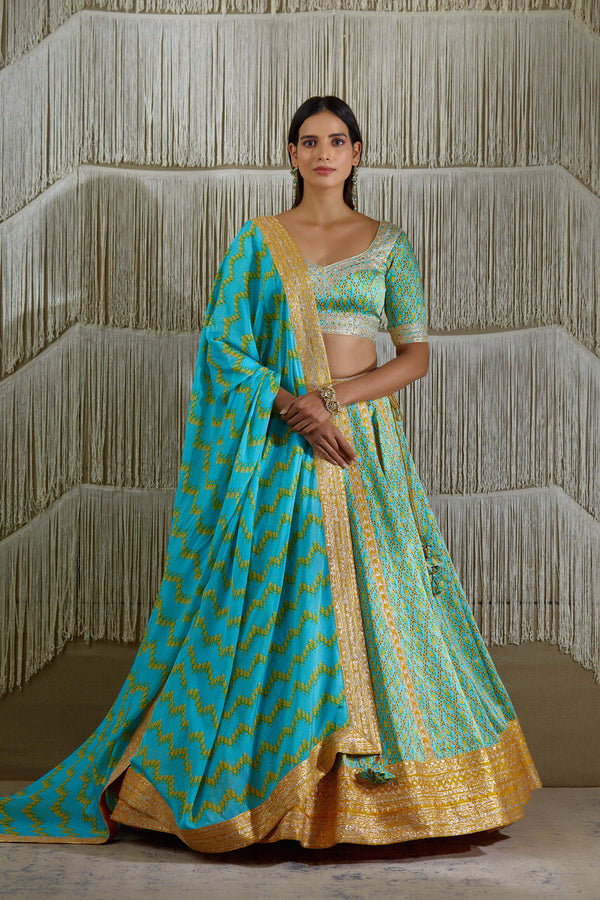 Blue Yellow Lehenga set