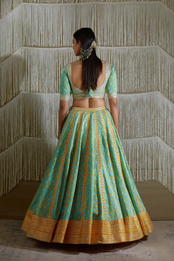 Blue Yellow Lehenga set