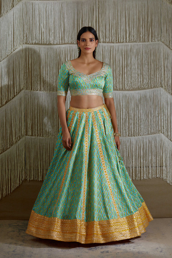 Blue Yellow Lehenga set