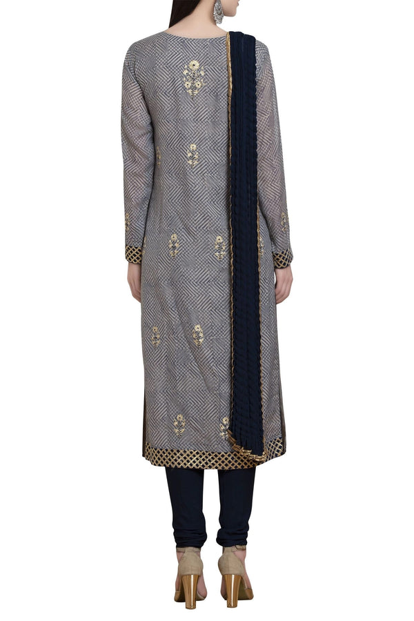 Thread embroidered &amp; gota kurta set