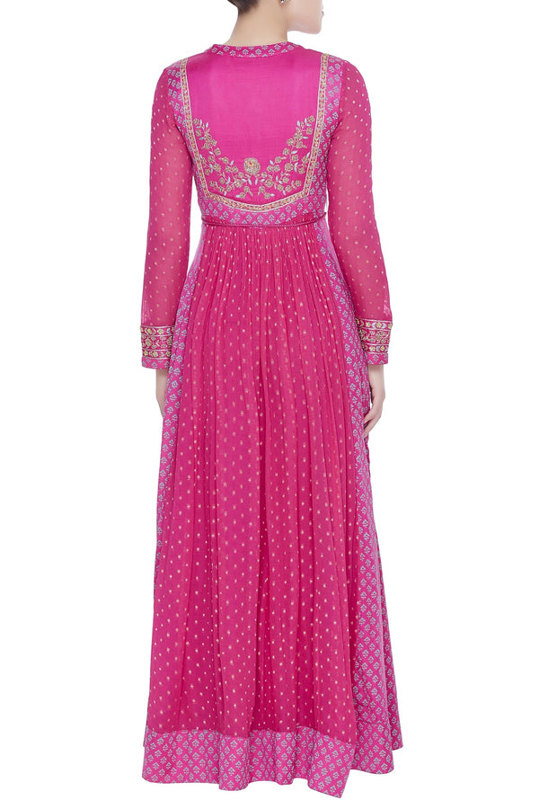 Side flare embroidered anarkali kurta set