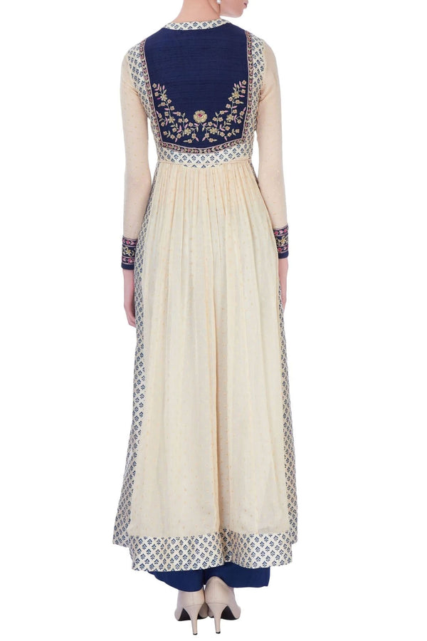 Ivory Blue Anarkali Set.