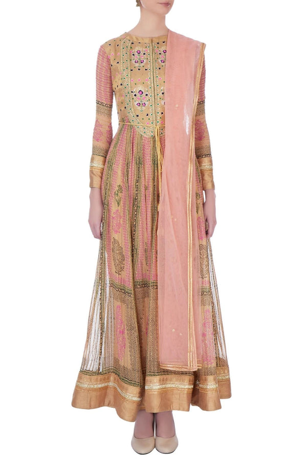 Pink & Gold Anarkali set.