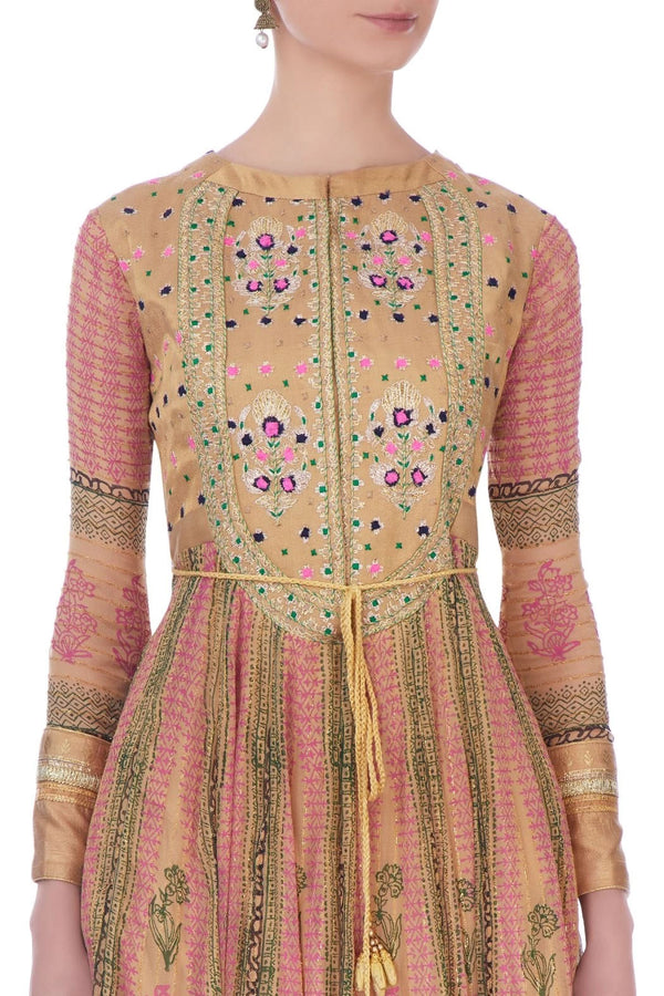 Pink & Gold Anarkali set.