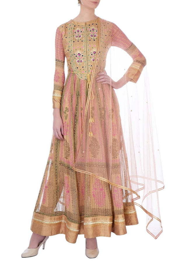 Pink & Gold Anarkali set.