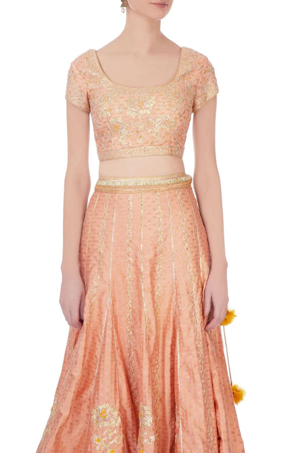 Peach & gold gota work lehenga set